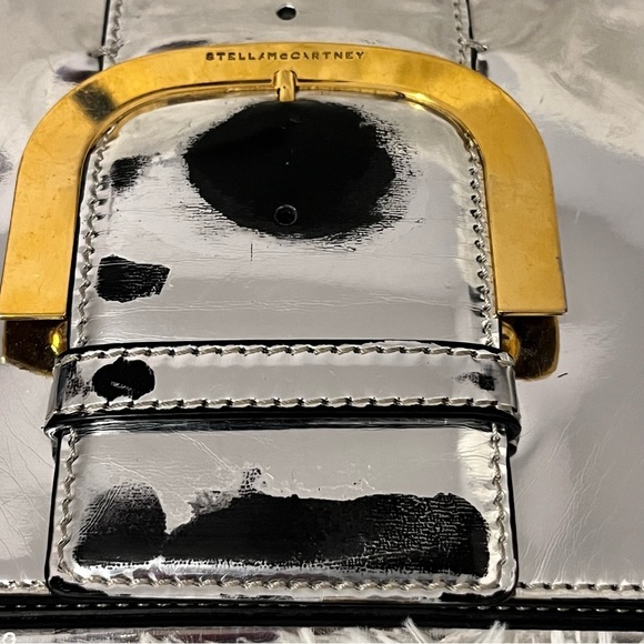 Stella McCartney Silver Metallic Gold Hardware Crossbody Bag Salma Hayek - Picture 8 of 16